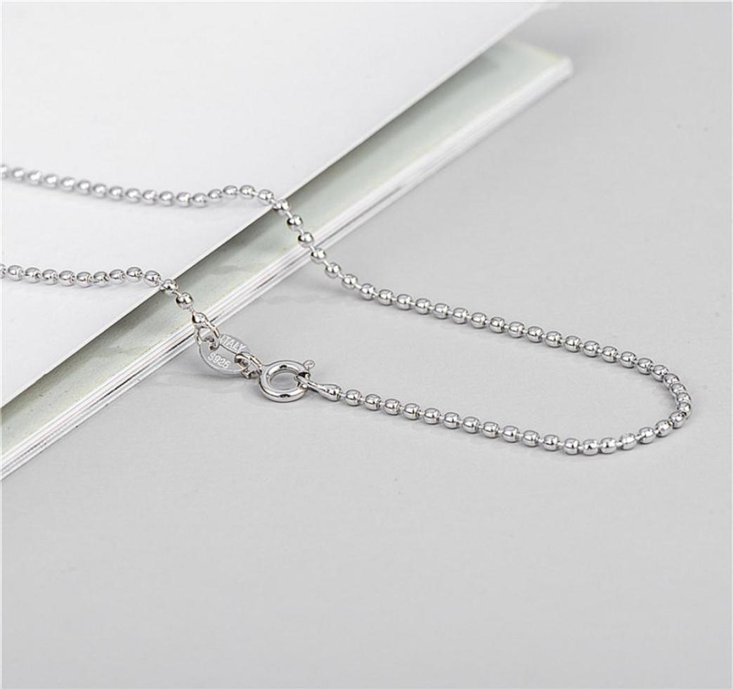 S925 Sterling Silver Bead Necklace Men039s and Women039s Personalized Simple Sweater with Single Chain 0LLC2025
