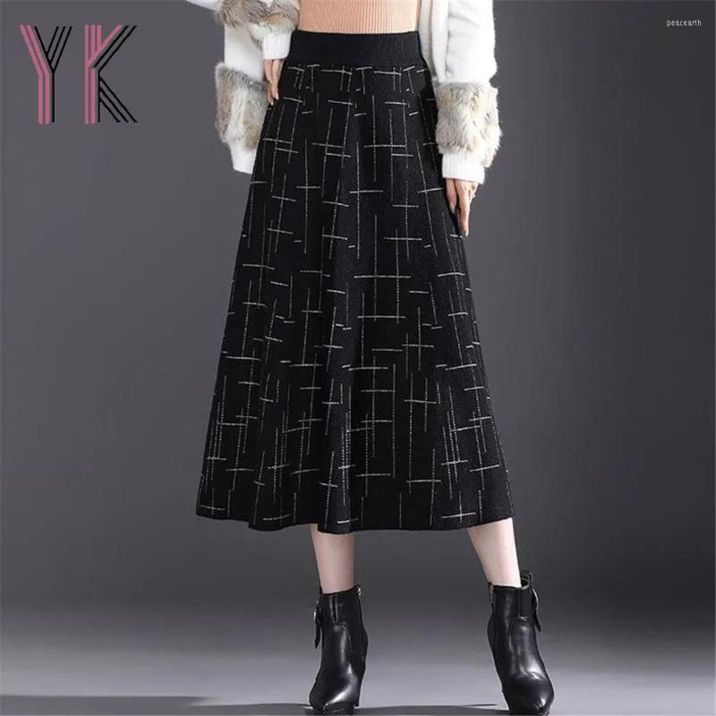 Skirts Lines Pattern Knitting High Waist Black Stretchy Midi Elegant Autumn Winter Warm Elastic Band Loose Mom Wild Saia
Skirts Lines Pattern Knitting High Waist Black Stretchy Midi Elegant Autumn Winter Warm Elastic Band Loose Mom Wild Saia