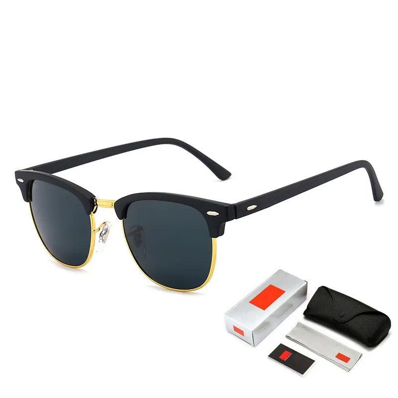 

Clubmasters Vintage Semi-Rimless Ray Brand Designer Sunglasses Women/Men Ban Classic Retro Oculos De Sol Gafas UV400 3016G