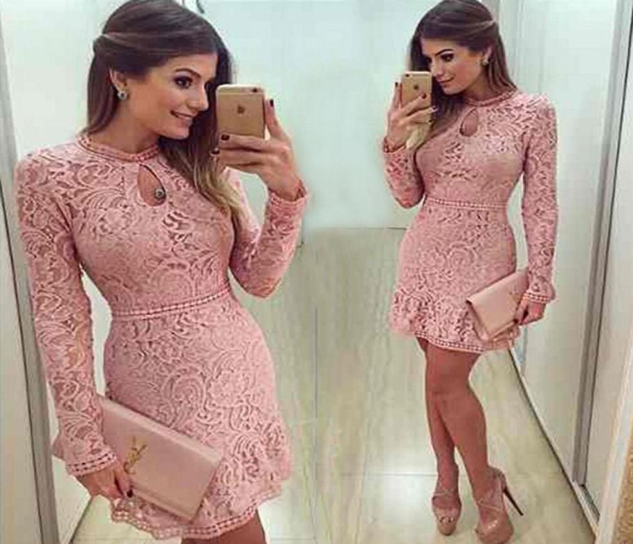 2016 New Arrival Keyhole Neck Cocktail Dresses Mini Short Pink Lace Beaded Long Sleeves Party Prom Gowns3234374, Black
2016 New Arrival Keyhole Neck Cocktail Dresses Mini Short Pink Lace Beaded Long Sleeves Party Prom Gowns3234374, Black