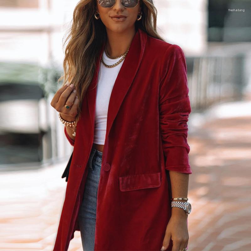 Women' Jackets Autumn Red Velvet Blazers Fashion Women Lapel Cardigan Outwear Ladies Casual Office Button Long Sleeve Business
Women' Jackets Autumn Red Velvet Blazers Fashion Women Lapel Cardigan Outwear Ladies Casual Office Button Long Sleeve Business