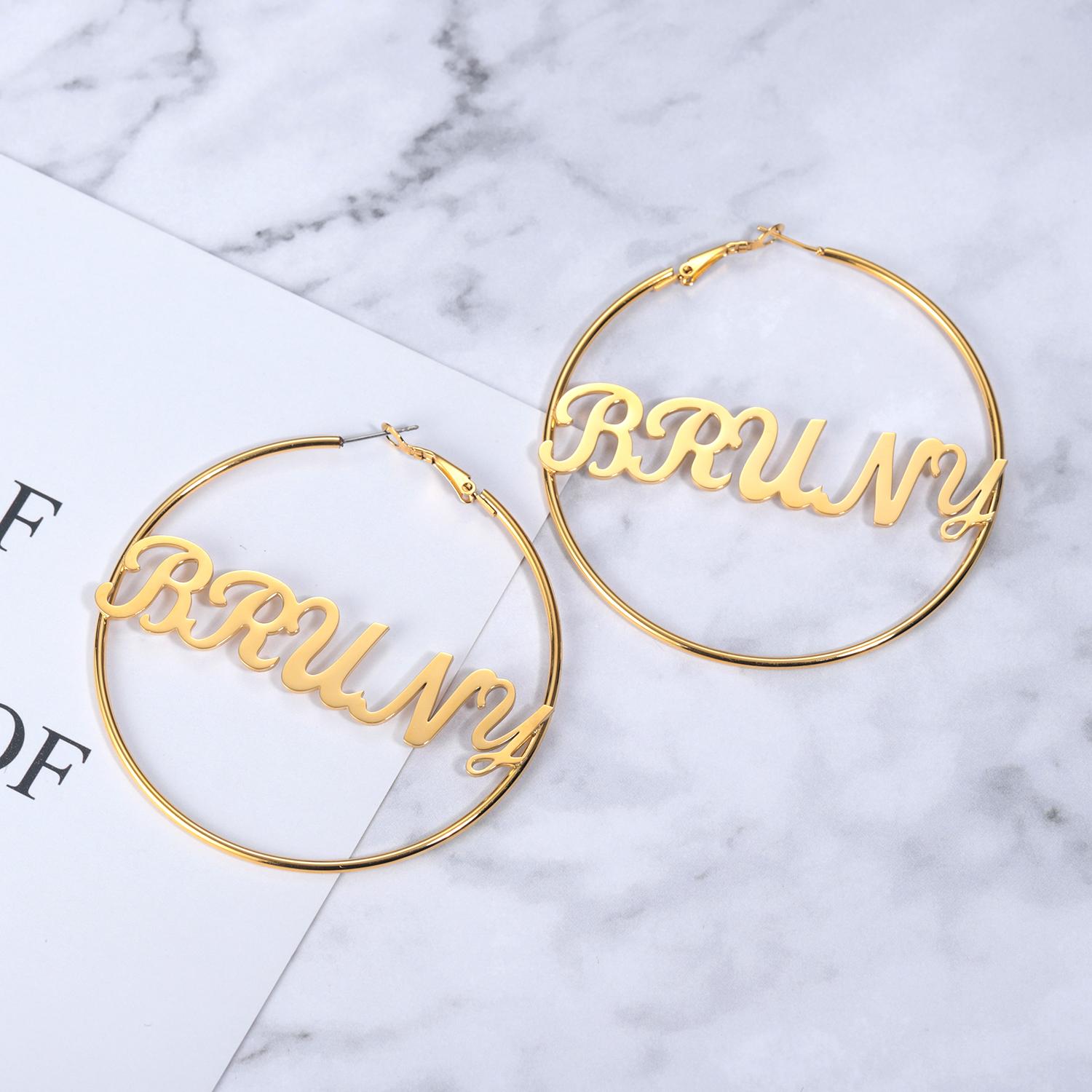 Charm Stainless Steel Name Hoop Earrings for Women Customized Big Hoop Letter Plate Earrings Jewelry Christmas Gifts
Charm Stainless Steel Name Hoop Earrings for Women Customized Big Hoop Letter Plate Earrings Jewelry Christmas Gifts