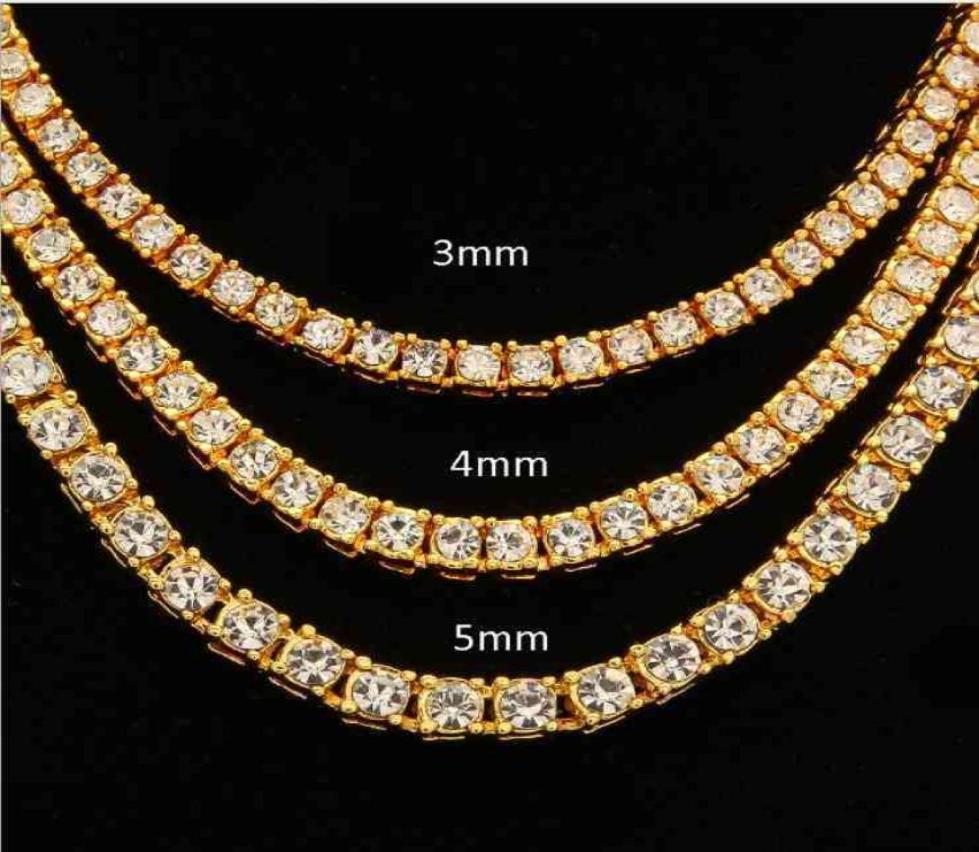 Hiphop 18k Gold Iced Out Diamond Chain Necklace CZ Tennis Necklace For Men And Women4276762