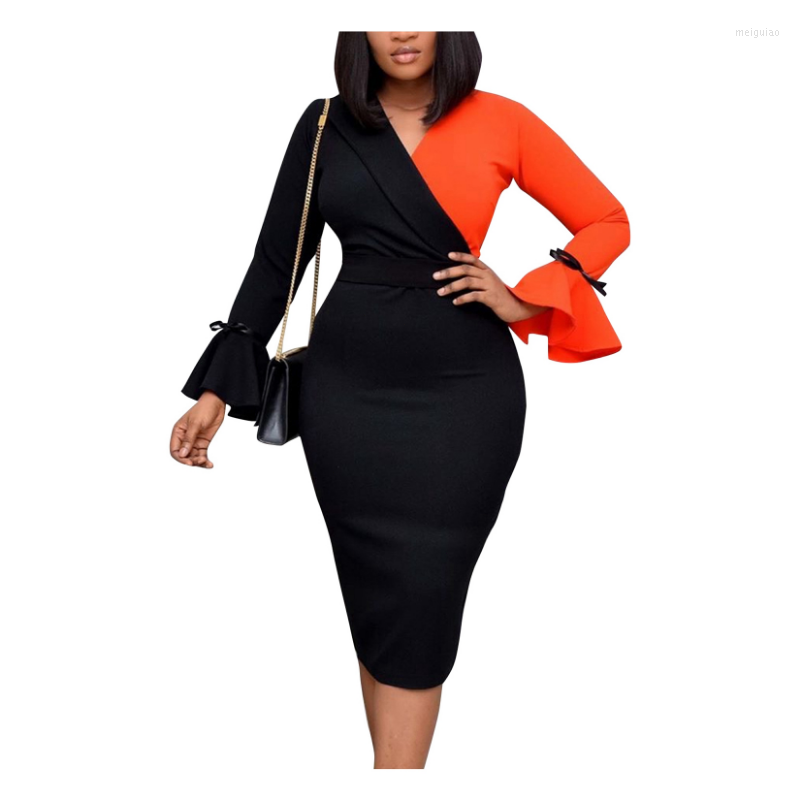 Casual Dresses Sexy Deep V-neck High Waist Dress Color Block Waist-closed Pencil Women Flared Sleeves Mid-length Skirt 2023 Summer, Orange
Casual Dresses Sexy Deep V-neck High Waist Dress Color Block Waist-closed Pencil Women Flared Sleeves Mid-length Skirt 2023 Summer, Orange