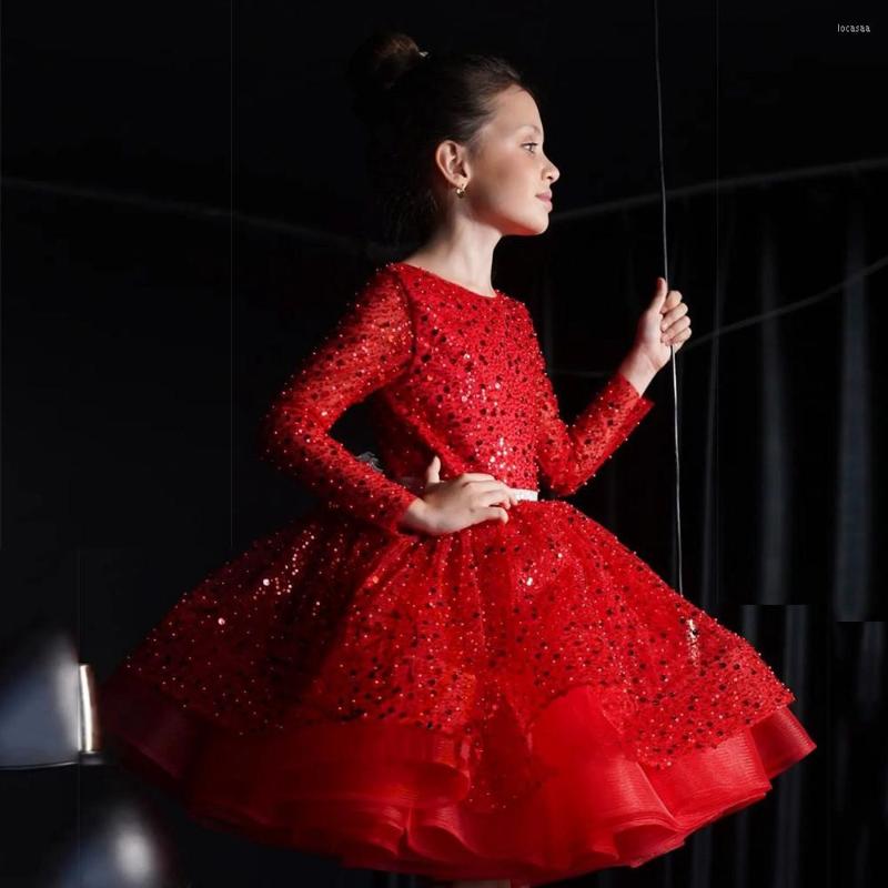 Girl Dresses Sparking Red Full Sleeve Flower Sequined Tutu Girls Birthday Party Gowns Tiered Skirt First Communion Size 1-14Y
Girl Dresses Sparking Red Full Sleeve Flower Sequined Tutu Girls Birthday Party Gowns Tiered Skirt First Communion Size 1-14Y