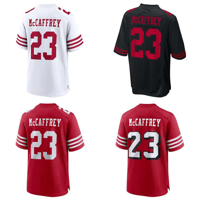 Stitched football Jerseys 23 Christian McCaffrey Men Women Youth S-3XL red black white jersey