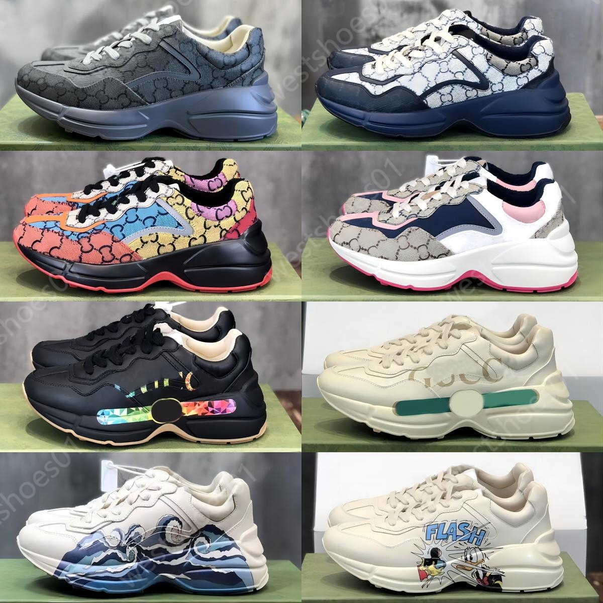 Rhyton Sneakers Designer shoes Multicolor Sneakers Beige Men Trainers Vintage Luxury Chaussures Ladies casual leather Shoes Sneaker with box size 35-45, Color13
Rhyton Sneakers Designer shoes Multicolor Sneakers Beige Men Trainers Vintage Luxury Chaussures Ladies casual leather Shoes Sneaker with box size 35-45, Color13