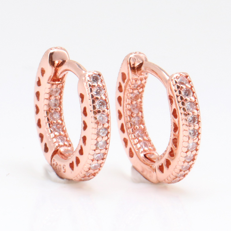 Women's Fashionable Sterling Silver Heart-Shaped Hoop Earrings - Choice of Three Colors
