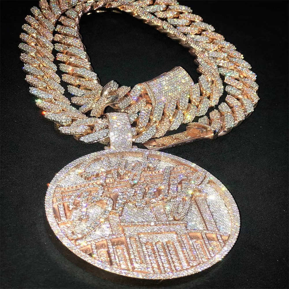 Custom Hip Hop Jewelry Rapper Letter Iced Out Baguette Initial Vvs Moissanite Pendant