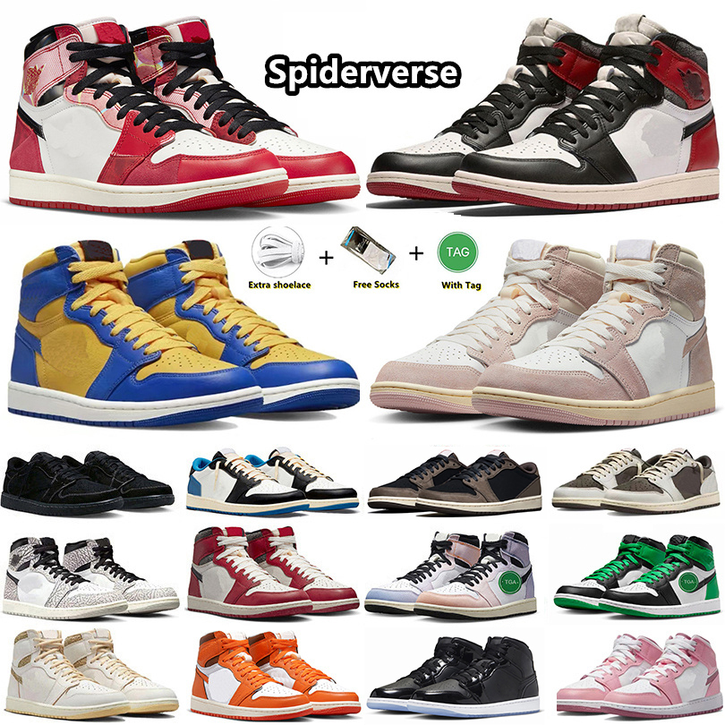 Jumpman 1 1s Basketball Shoes Spider-verse Spiderverse Valentines Day Craft Sail Reverse Laney Washed Pink Lost and Found Black Toe Lucky Green Sneakers for Men Women, Item#16
Jumpman 1 1s Basketball Shoes Spider-verse Spiderverse Valentines Day Craft Sail Reverse Laney Washed Pink Lost and Found Black Toe Lucky Green Sneakers for Men Women, Item#16