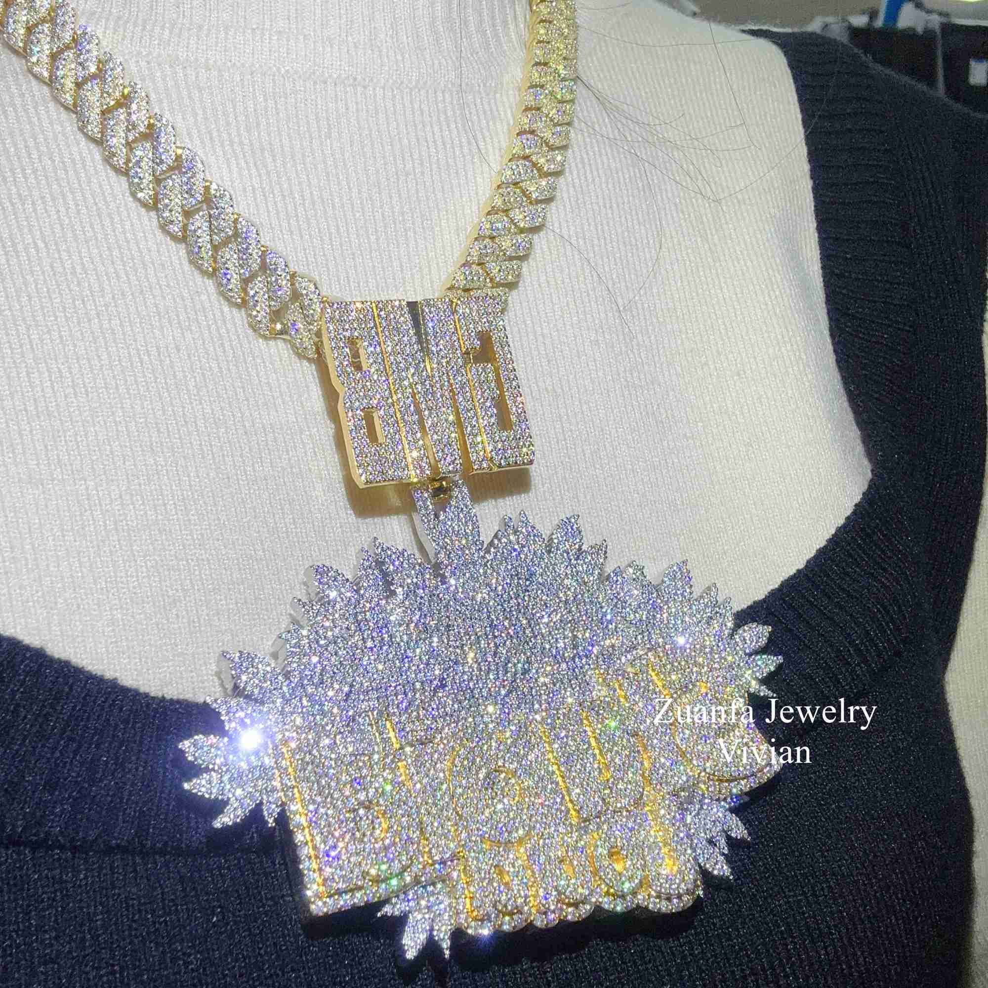 Iced Out 925 Sterling Silver Hip Hop Pendants for Jewelry Making Vvs Moissanite Diamond Pendant