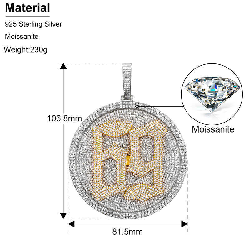Drop Shipping Hip Hop Jewelry Gold Plated Sterg Sier Full Vvs Moissanite Iced Out 69 Pendant