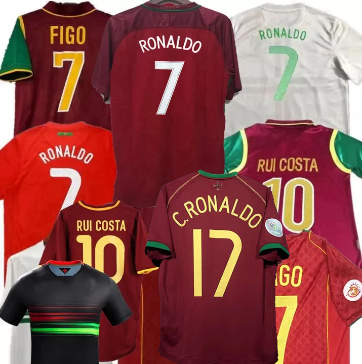Retro classic 1998 1999 RONALDO soccer jerseys 2000 2002 2004 2006 2012 16 18 Portugal PAULETA RUI COSTA FIGO J.MOUTINHO NANI PEPE QUARESMA Portugieser football shirt