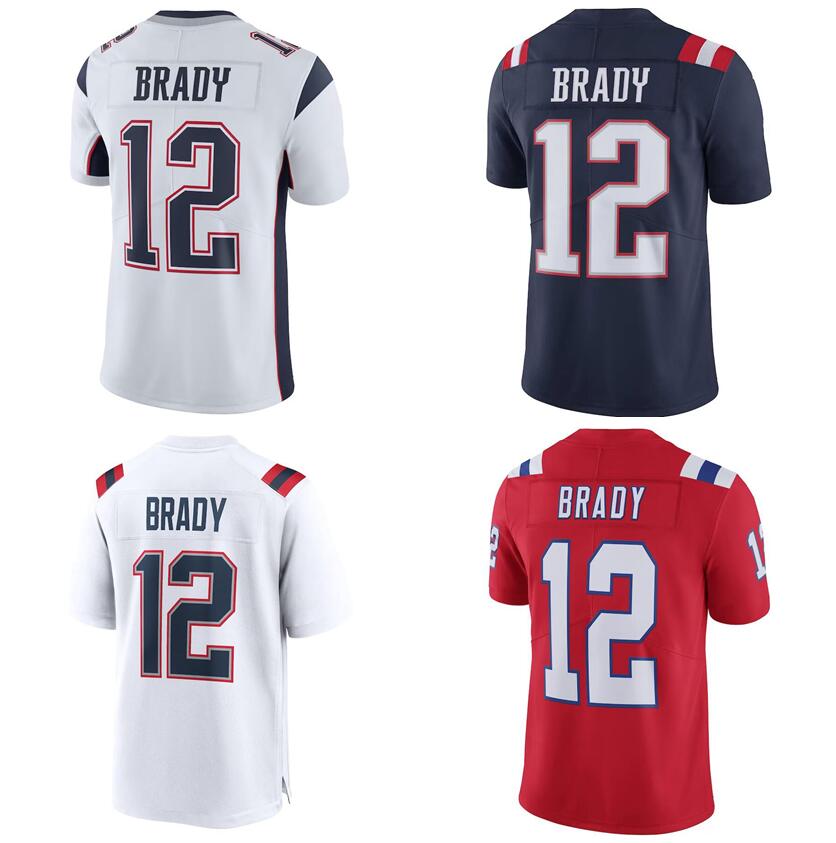 ed football Jerseys 12 Tom Brady Men Women Youth S-3XL red black white jersey