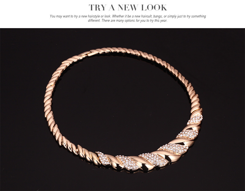 New African Jewelry Sets Gold Color Trendy Necklace Earrings Bracelet Women Gold Color Jewelry Set Wedding Accessories 201222