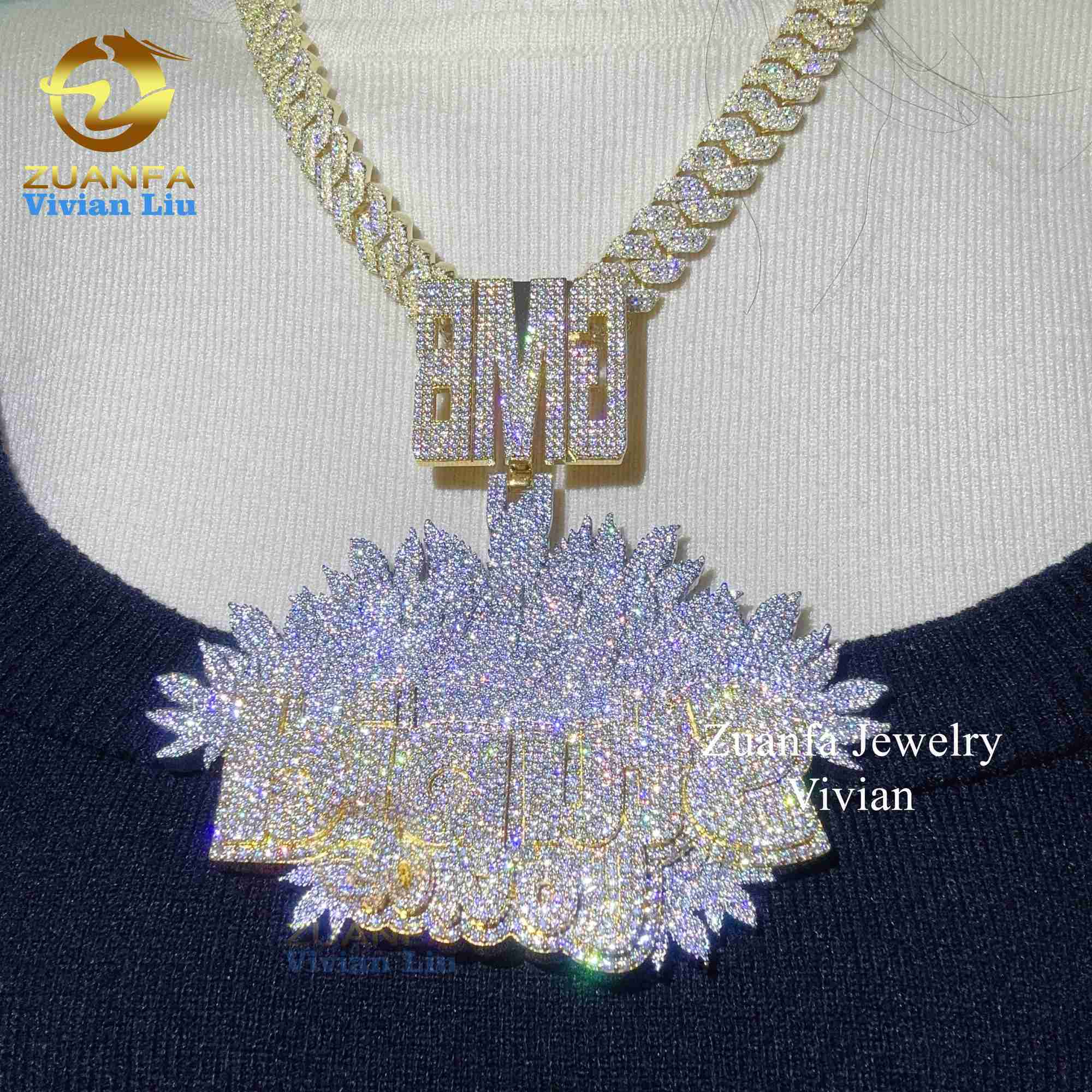 Iced Out 925 Sterling Silver Hip Hop Pendants for Jewelry Making Vvs Moissanite Diamond Pendant