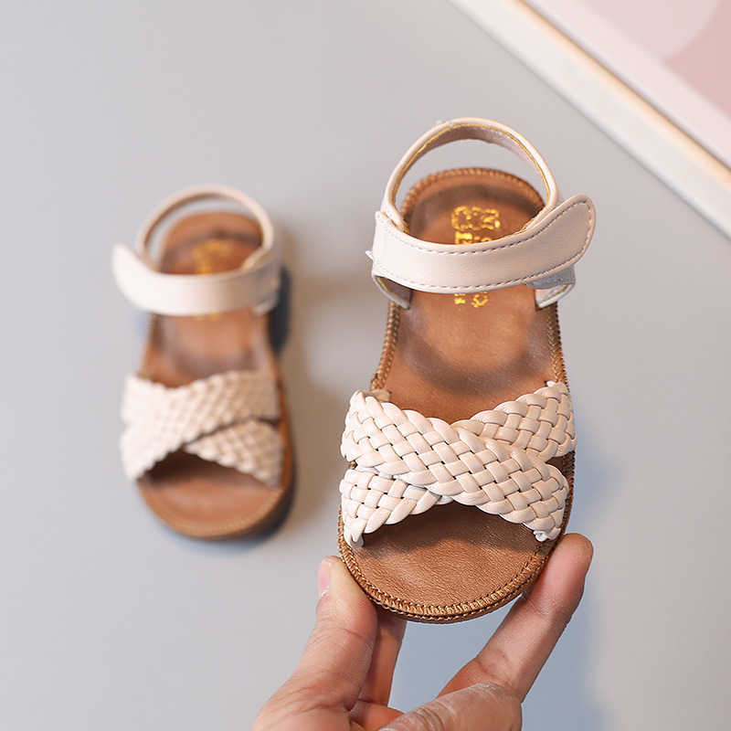 Sandals Summer Toddler Girls Sandals Children Princess Shoes Baby Woven Sandals Comfortable Infant Soft Bottom Kids Casual Beach Shoes R230529