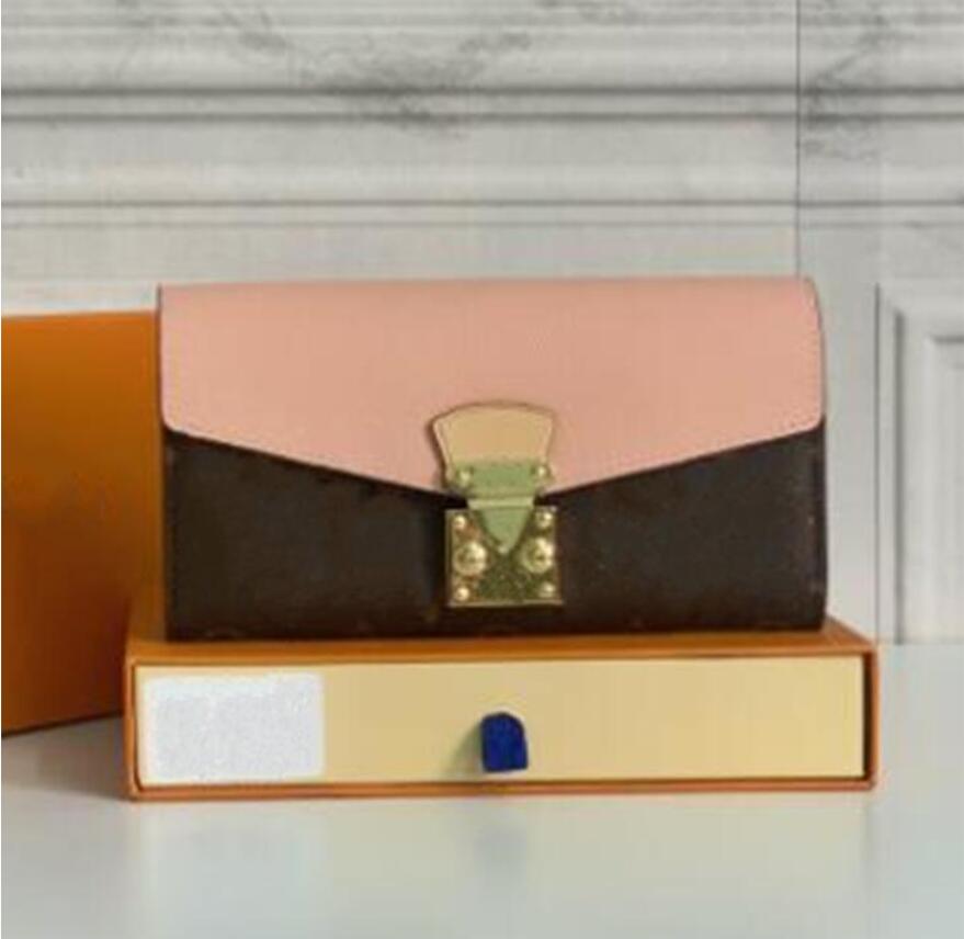 Quality Designer Women Wallet Clutch Genuine leather With box card holder checked flower fashion