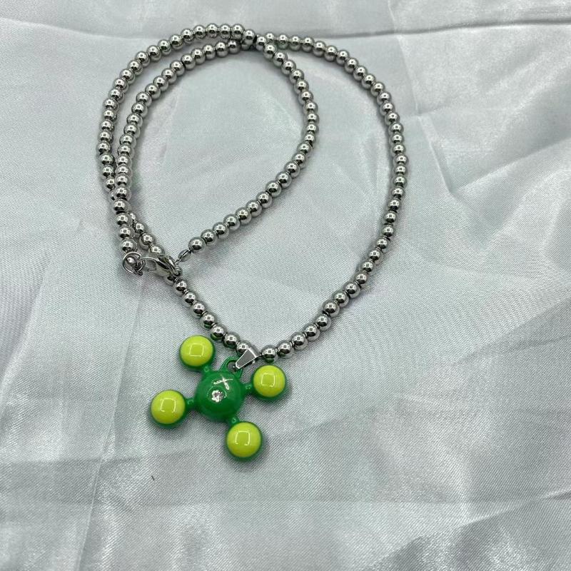 Pendant Necklaces Fashion Stainless Steel Round Bead Chain Quadangle Ball For Men Women Personality Niche Design Sense Necklace Gift