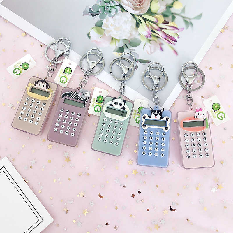 Key Rings Cartoon Mini Calculator Cute Animal Cat Panda Dog Keychain Maze Toy Car Keyring Student Gift Sleutelhanger G230526