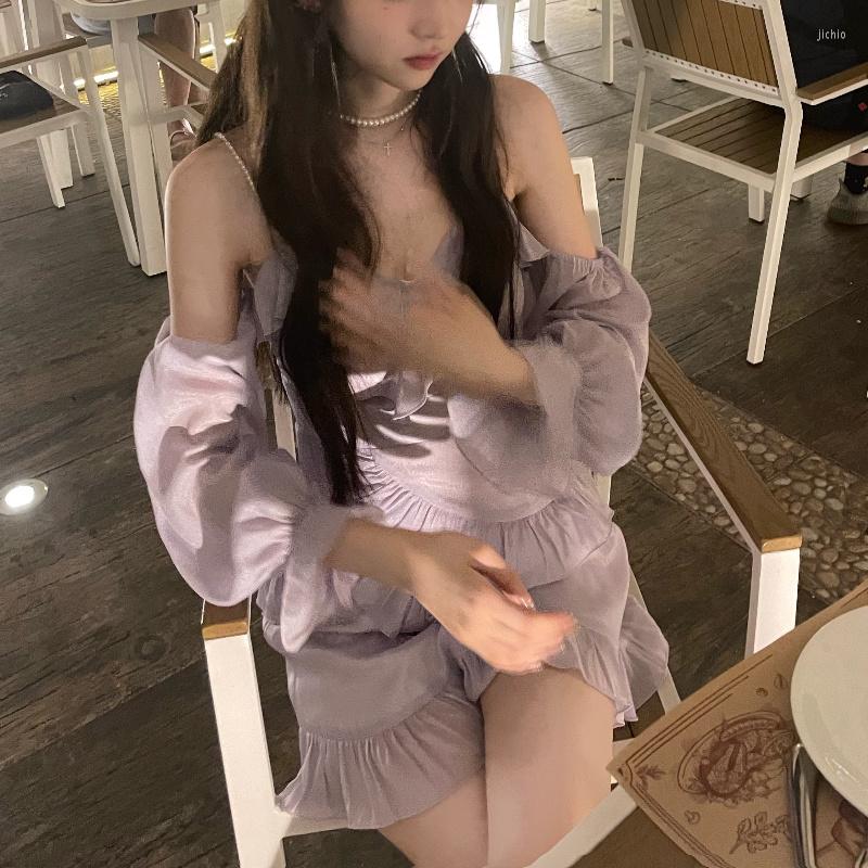 Casual Dresses 2023 Autumn Clothes Korea Ladies French Elegant Strap Dress Women Long Sleeve Vintage Mini Female Evening Party Y2k