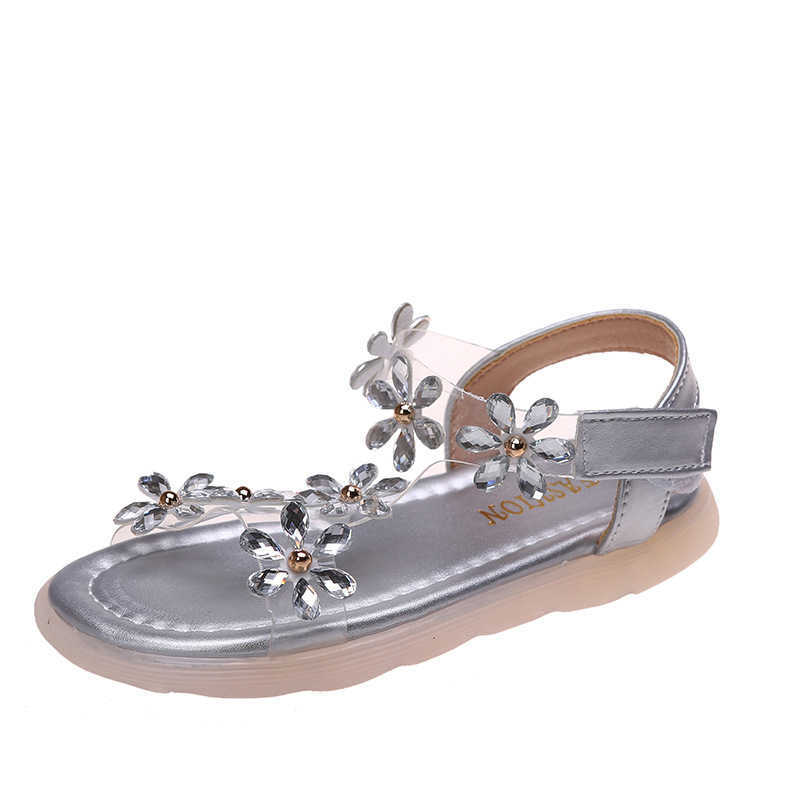 Sandals Sandals Baby Girl Sandals Crystal Bling Diamond Flower Princess Dance Shoes Summer Small Big Kids Party Shoes1-3-4-6-7-12 Years Old