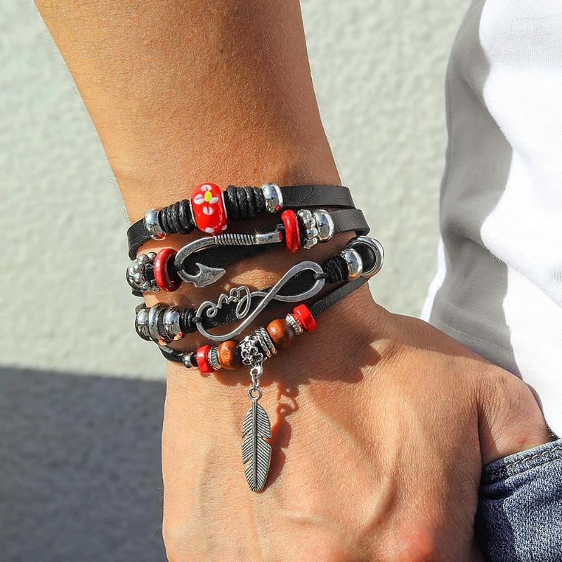 Link Bracelets Men Vintage Multilayer Leather Braid Bangles Love Leaf Handmade Rope Wrap Male Gift Jewlery
Link Bracelets Men Vintage Multilayer Leather Braid Bangles Love Leaf Handmade Rope Wrap Male Gift Jewlery