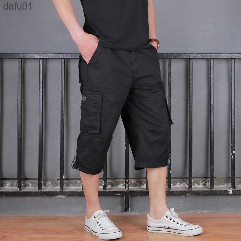 Men's Shorts Men's Summer Cargo Short Pants 3/4 Length Straight Loose Baggy Short Boardshort Male Clothing Hip Hop Short Plus Size S-5XL L23