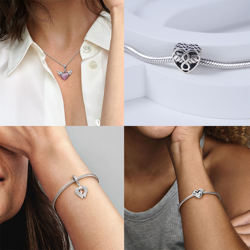 New Angel 925 Sterling Silver Charm Pendant For S925 Snake Charms DIY Bracelet Eros Wing Feather Beads Gifts Women Jewelry Free Shipping