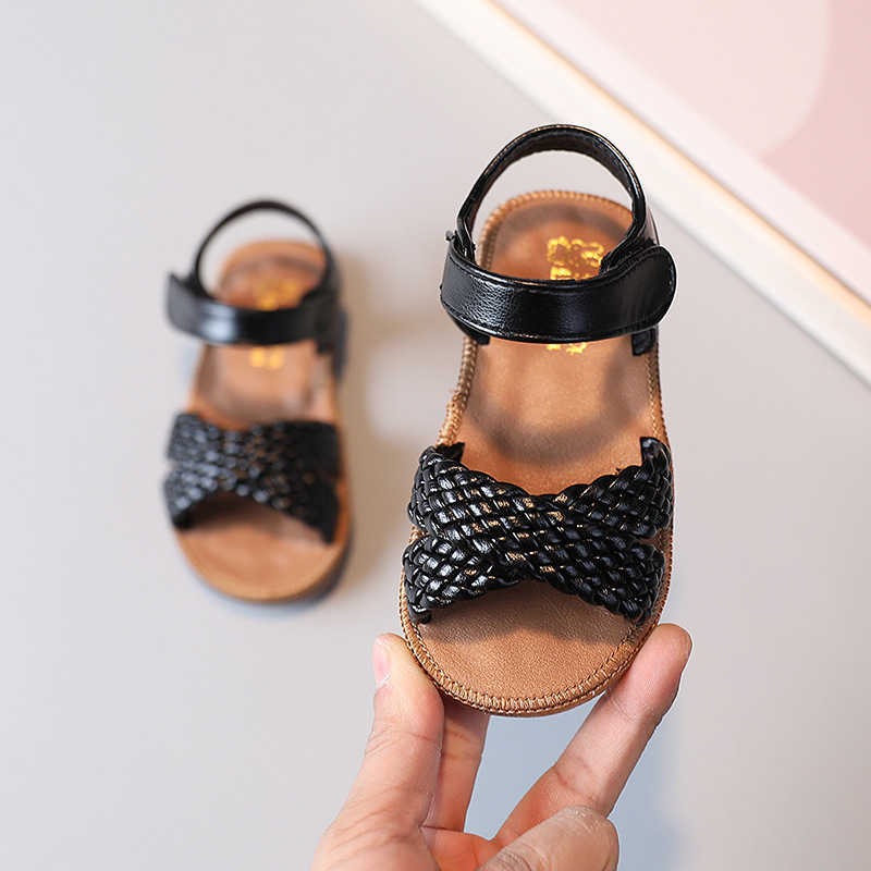 Sandals Summer Toddler Girls Sandals Children Princess Shoes Baby Woven Sandals Comfortable Infant Soft Bottom Kids Casual Beach Shoes R230529