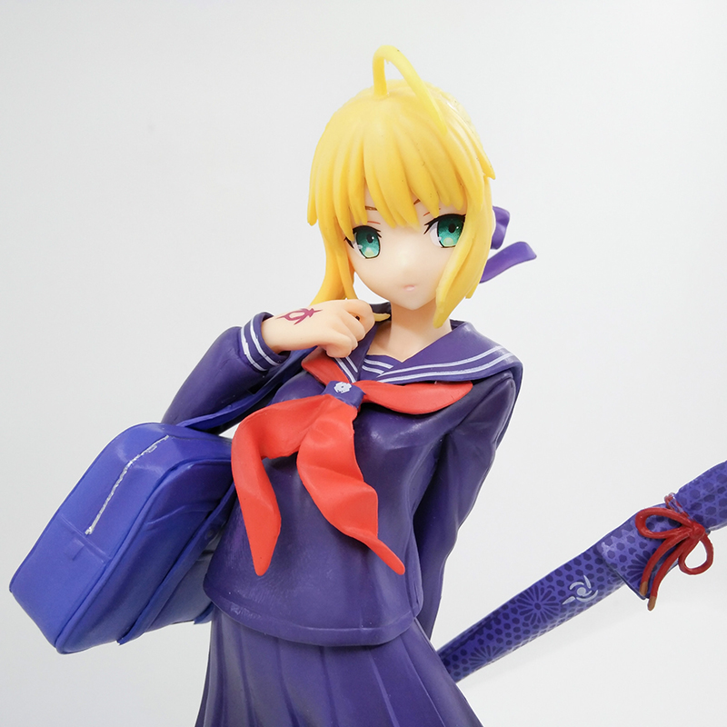 Funny Toys Fate Stay Night Saber School uniform PVC Action Figure Japanese Anime Figure Model Toys Collection Doll Gift
