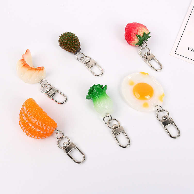 Key Rings Creative and Fun Simulation Food Car Cute Fruit Strawberry Orange Keychain Women's Bag Charm Jewelry Gift Chaveiro G230526