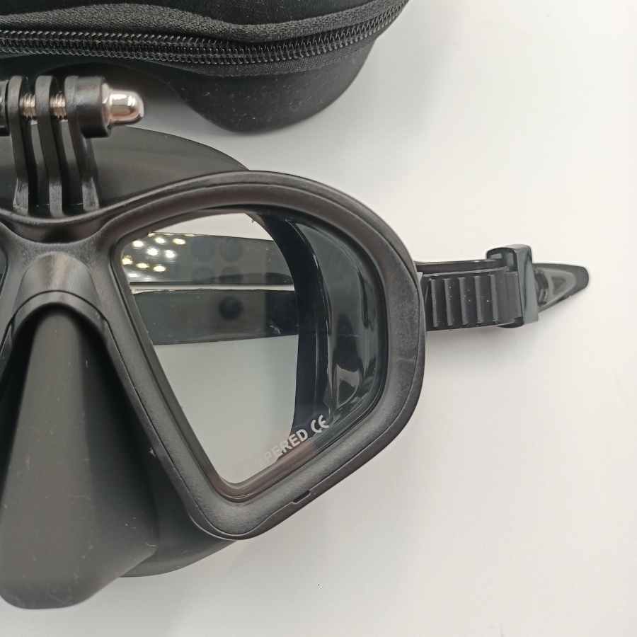 Diving Masks Wet Mount Low Volume Diving Mask Tempered Glass Freedive Mask J-type Diving Mask Snorkel Set with Camera Mount Black 230526