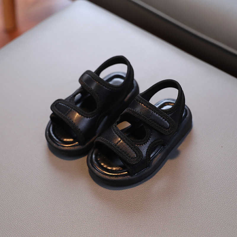 Sandals Summer Boy Sandals Children's Soft Soled Leather Comfortable Girls Flats Solid Color Beach Shoes 21-30 R230529