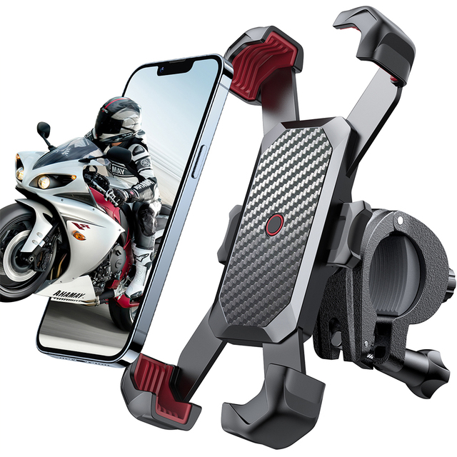 Motorbike Bike Car Phone Holder 360 View Universal Bicycle Phone Holder for 4.7-7 inch Mobile Phone Stand Shockproof Bracket GPS Clip