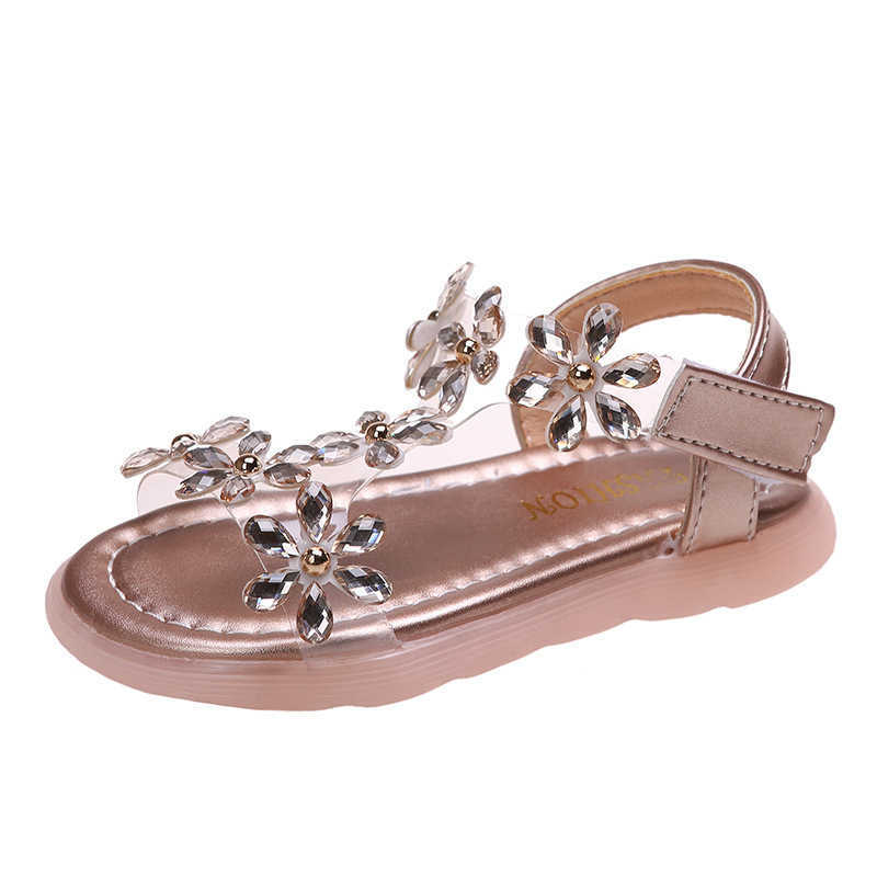 Sandals Sandals Baby Girl Sandals Crystal Bling Diamond Flower Princess Dance Shoes Summer Small Big Kids Party Shoes1-3-4-6-7-12 Years Old