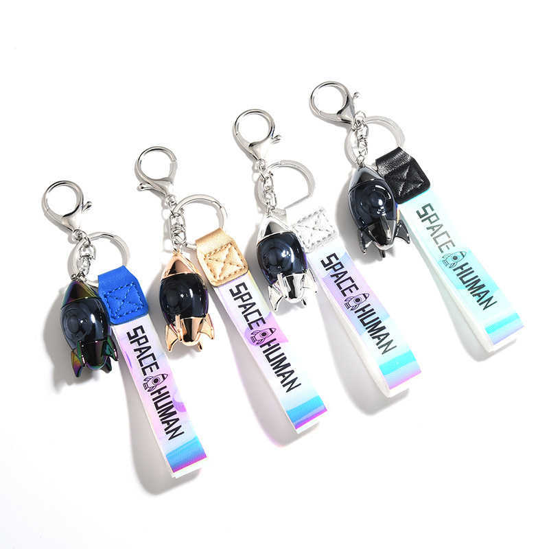 Key Rings UFO spacecraft rocket astronaut space acrylic keychain lanyard keyring handbag pendant Llaveros G230526