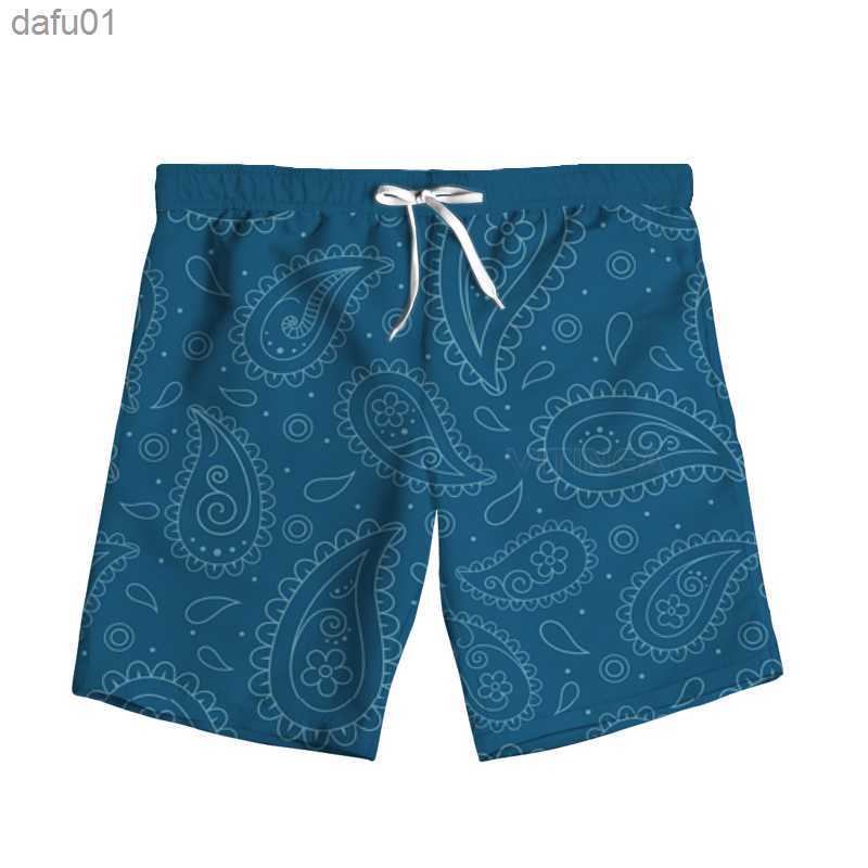 Men's Shorts New Fashion 3D Print Paisley Bandana Woman Men Summer Beach Loose Shorts Casual Pants Polyester Plus Size S-7XL L230520