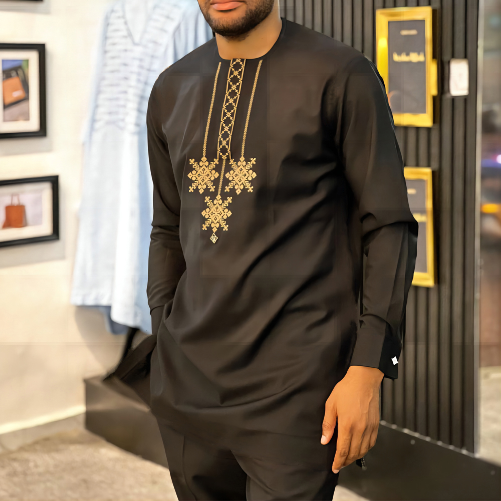 Men's Tracksuits Men 2Piece Outfit Set Printed Business Casual Top Pants Suit Ethnic Style Summer Dashiki Dresses Party Wedding Gentleman Clothes