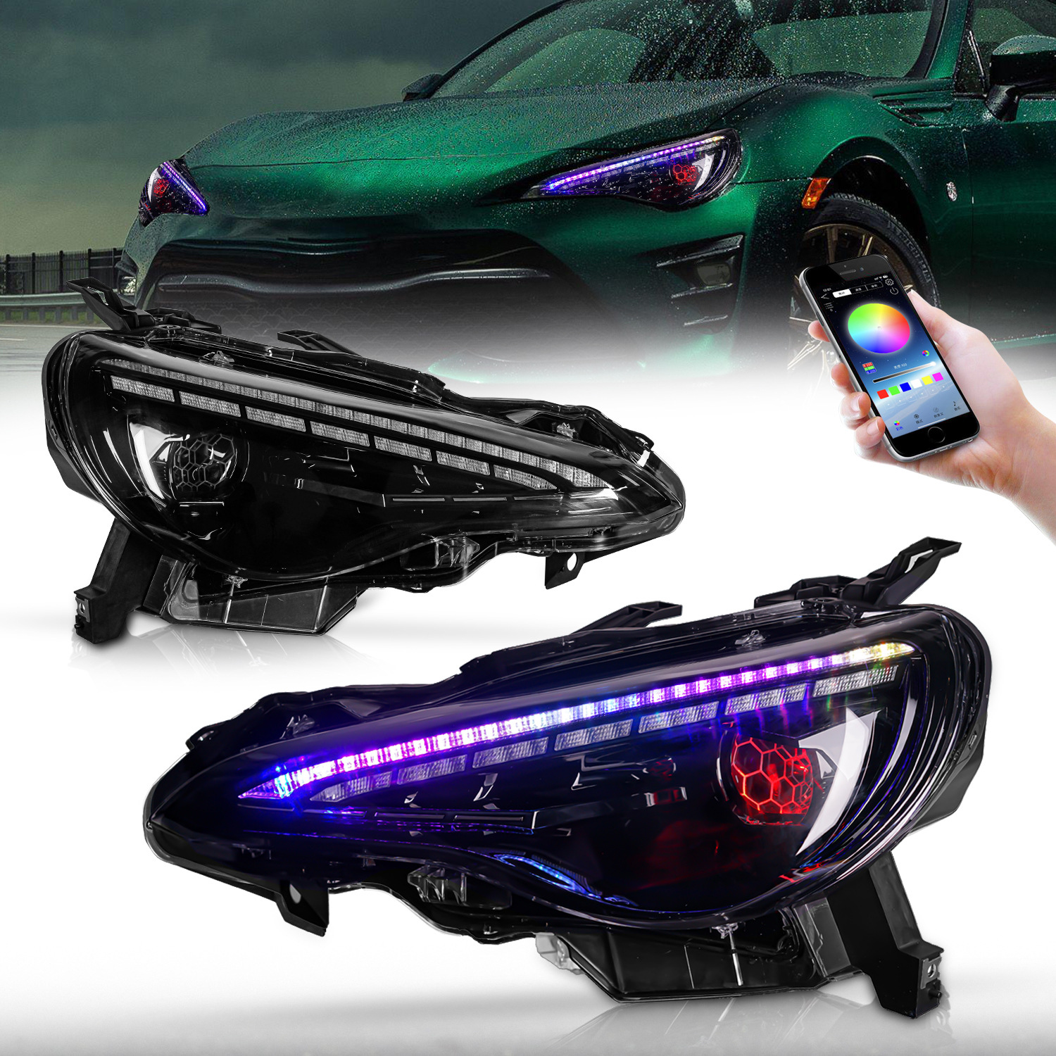 Car Headlights For Subaru BRZ/Toyota 86 2012-20 21 Headlight Full LED Front Lamp RGB Design Running Light Turn Signal