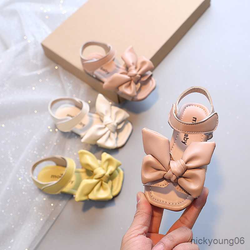 Sandals Girls Sandals 2023 Summer New Little Girl Princess Shoes Children Big Bow Sweet Non-slip Kids Shoes Fashion Soft Beach Sandals R230529