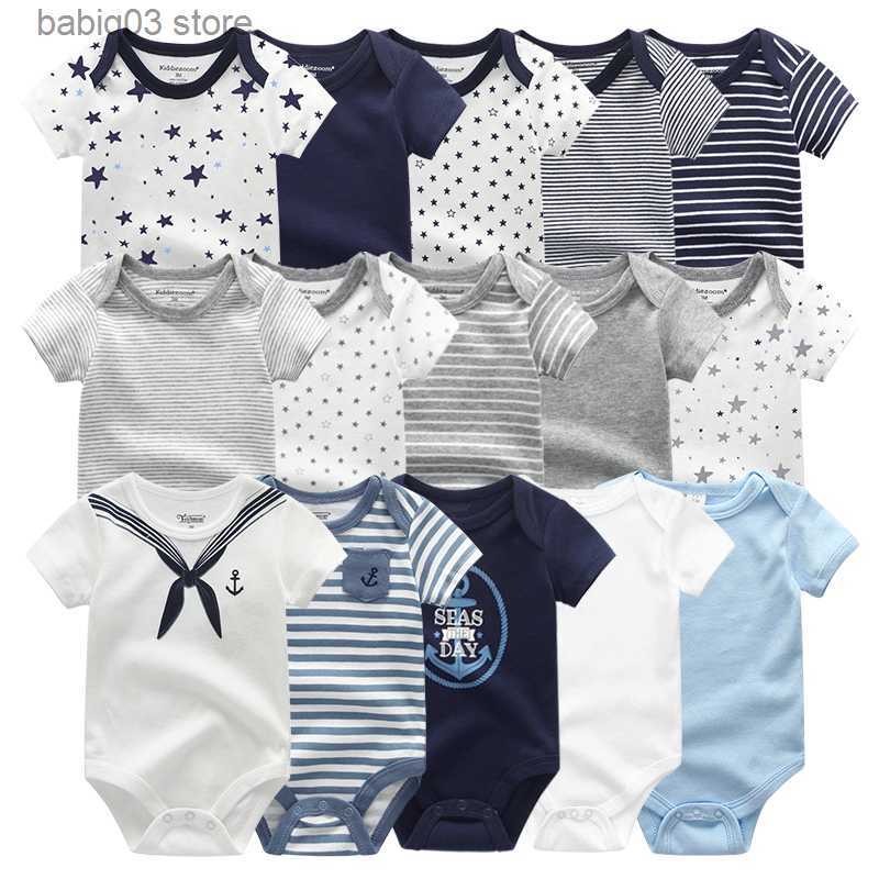 Rompers 2023 Unisex 5PCS Baby Girl Clothes Cotton Bodysuits Newborn Baby Boy Clothes Cartoon Print Girls Baby Clothing Ropa Bebe T230529