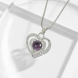 Copper Gem Stone Fashion Jewelry Heart of the Ocean Beating Blue Heart Diamond Necklace for Women