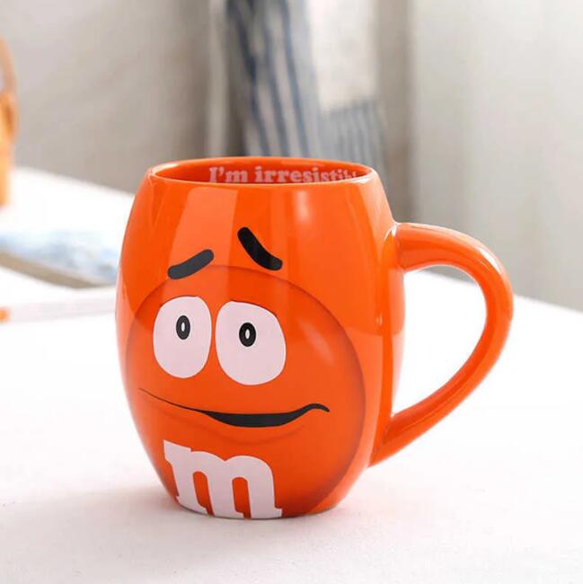 2023 m&m Beans Coffee Mugs Tea Cups and Mugs Cartoon Cute Expression Mark Large Capacity 600mL Drinkware Christmas Gifts