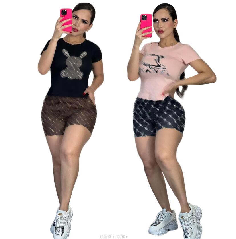 Women's Tracksuits 2023 Summer New Casual Letter Printing Women's Two Piece Shorts Short Sleeve Pants Women's Set