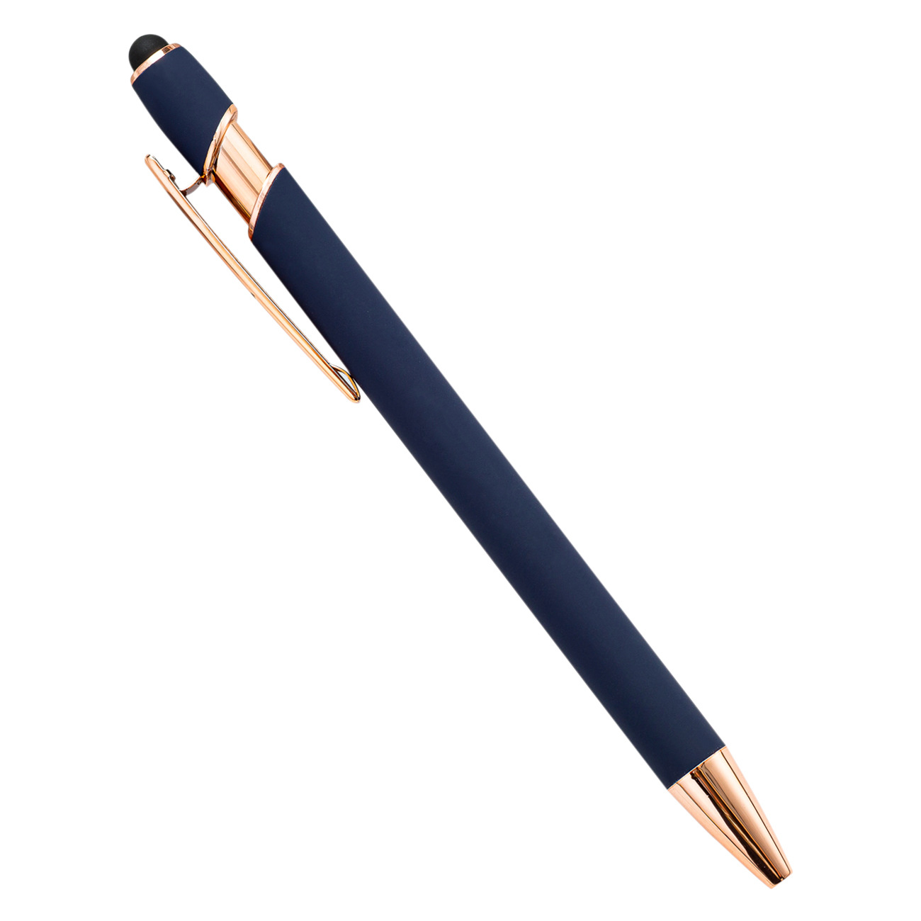 Promotional Alumilum Click Ballpoint Pen Rubberized Finishing Soft Coated Multi-colors Press Rubber Rose gold Pen with Custom Logo