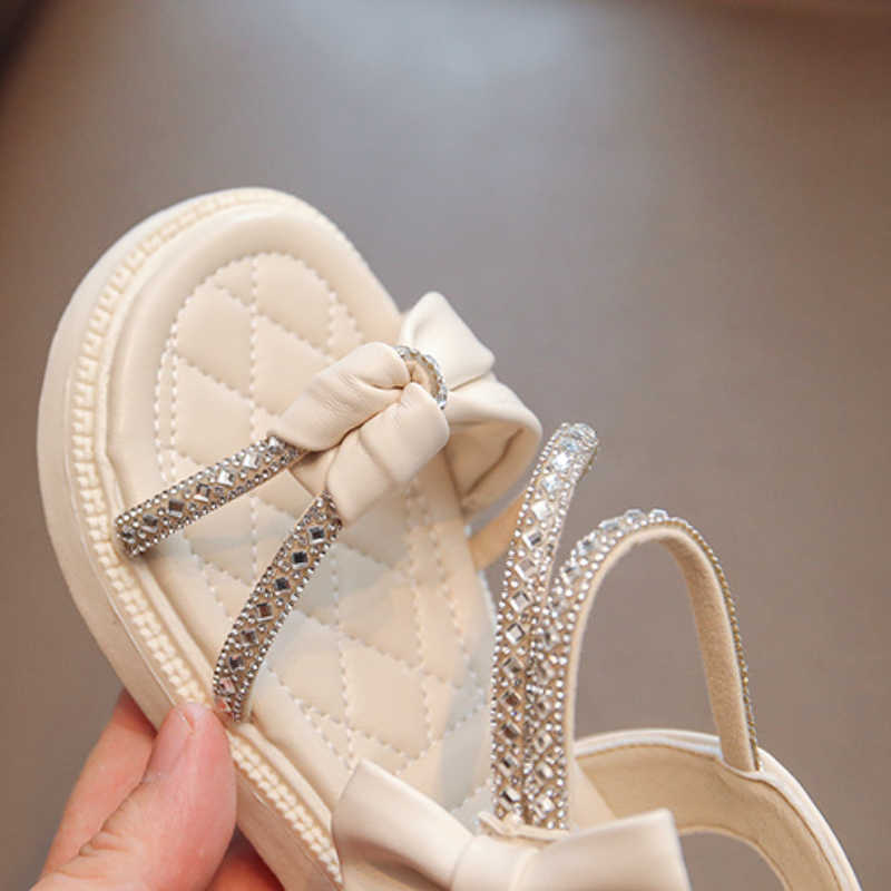 Sandals Summer Children's Princess Sandals Bowknot Fashion Beach Shoes Non-slip Breathable Soft Girls Shoes Kids Sandals R230529