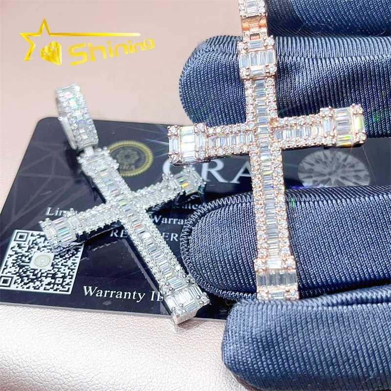 Fashion Jewelry Pendants Charms 925 Sterling Silver Cross Diamond Vvs Moissanite Pendant