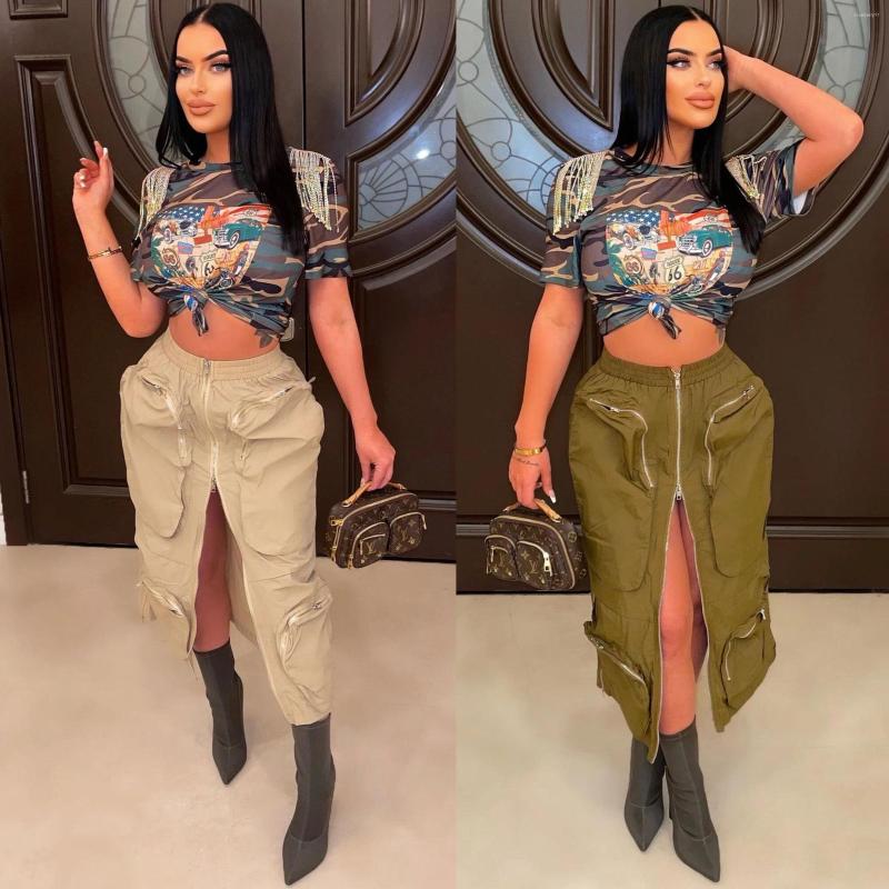 Skirts Plus Size Elastic Waist Khaki Army Green Cargo Skirt 2023 Summer Women Y2K Front 3D Pockets Center Zipper Midi Streetwear
Skirts Plus Size Elastic Waist Khaki Army Green Cargo Skirt 2023 Summer Women Y2K Front 3D Pockets Center Zipper Midi Streetwear