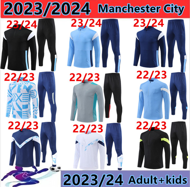 HAALAND soccer jersey 23/24 tracksuit DE BRUYNE MANS CITIES GREALISH STERLING FERRAN MAHREZ FODEN 2023-2024 training suit uniforms men kids kit sets